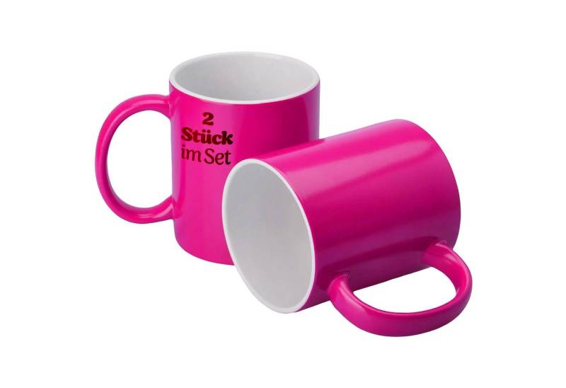 KONZEPT Teeglas Kaffeetassen 300 ml, 2er Set Tassen aus Keramik, Teetassen mit Henkeln, ideal für Kaffee, Tee, Milch, Schokolade, spülmaschinengeeignet von KONZEPT
