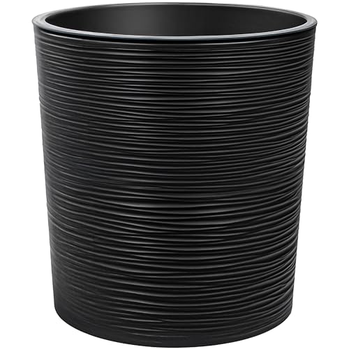 KONZEPT Blumentopf Groß Innen, Übertopf Groß 30cm Pflanzentopf Kunststoff Schwarz Meißelspuren-Design, Mit Inneneinsatz KONZEPT Blumentopf Groß Innen, Übertopf Groß 30cm Pflanzentopf Kunststoff Schwarz Meißelspuren-Design, Mit Inneneinsatz von KONZEPT