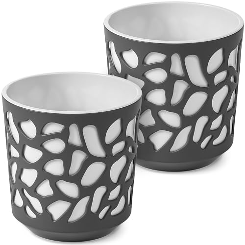 KONZEPT Blumentopf mit Einsatz (Ø 25 cm, Set 2 STK.) – großer Übertopf aus robustem Kunststoff, UV-beständig, für Innen- & Außenbereich von KONZEPT