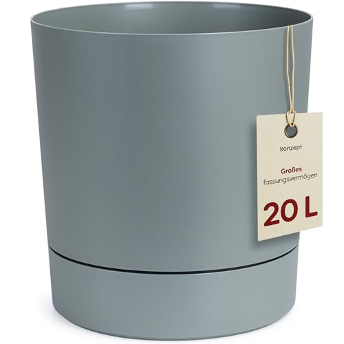 KONZEPT Blumentopf mit Untersetzer 32,5 cm - großer Übertopf aus Kunststoff für Zimmerpflanzen, modern und wetterfest, für Innen und Außen, Mint KONZEPT Blumentopf mit Untersetzer 32,5 cm - großer Übertopf aus Kunststoff für Zimmerpflanzen, modern und wetterfest, für Innen und Außen, Mint von KONZEPT