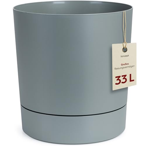 KONZEPT Blumentopf mit Untersetzer 38 cm - großer Übertopf aus Kunststoff für Zimmerpflanzen, modern und wetterfest, für Innen und Außen, Mint KONZEPT Blumentopf mit Untersetzer 38 cm - großer Übertopf aus Kunststoff für Zimmerpflanzen, modern und wetterfest, für Innen und Außen, Mint von KONZEPT