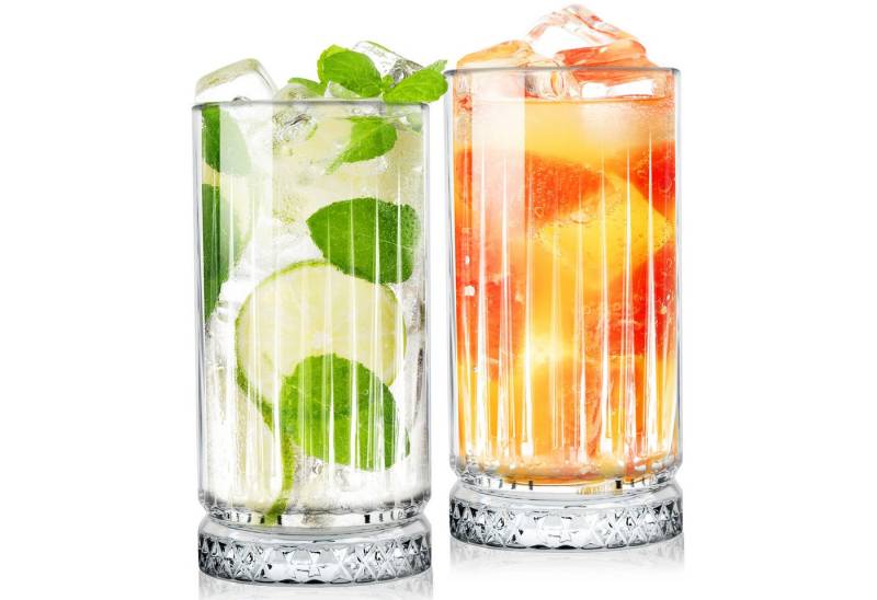 KONZEPT Cocktailglas Longdrinkgläser Set 450 ml Geriffelte Gläser für Cocktail Eiskaffee, Geriffelt von KONZEPT