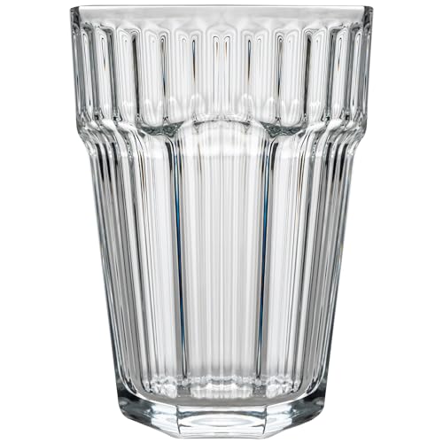 KONZEPT Geriffelte Gläser Set 12 teilig, 360 ml, Stapelbare Trinkgläser, Wassergläser spülmaschinenfest von KONZEPT