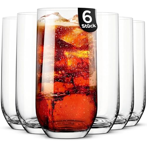 KONZEPT Gläser Set 6-teilig, Transparente 400ml Wassergläser Set, Ideal für Saft, Cocktails, Longdrinks, Eiskaffee, Hohe Londrinksgläser Set von KONZEPT