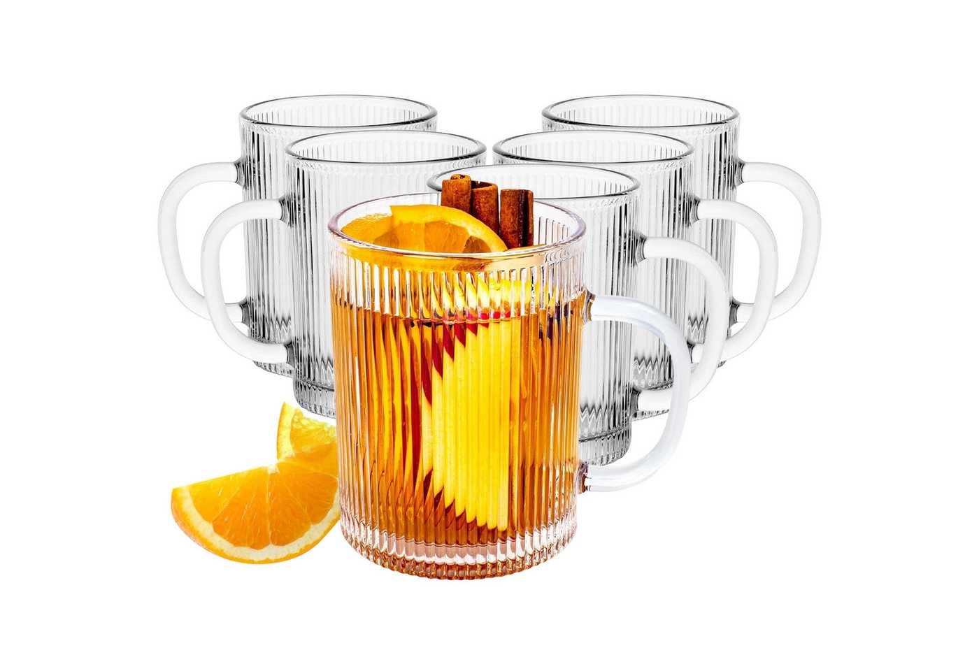 KONZEPT Gläser-Set Kaffeegläser Geriffelt 350ml Set 2/4/6 Stk. mit Henkel Transparent, 350 ml, geriffelte, ideal als Kaffeegläser KONZEPT Gläser-Set Kaffeegläser Geriffelt 350ml Set 2/4/6 Stk. mit Henkel Transparent, 350 ml, geriffelte, ideal als Kaffeegläser von KONZEPT