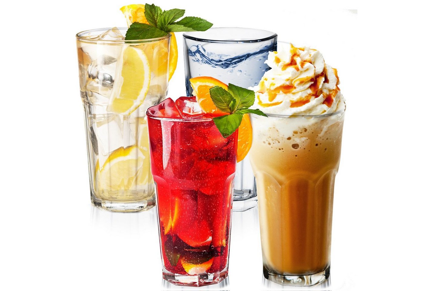KONZEPT Gläser-Set Stapelbare Trinkgläser Set Wassergläser 285/365 ml Transparent, Ideal als Cocktailgläser, Longdrinkgläser oder Eiskaffee Gläser KONZEPT Gläser-Set Stapelbare Trinkgläser Set Wassergläser 285/365 ml Transparent, Ideal als Cocktailgläser, Longdrinkgläser oder Eiskaffee Gläser von KONZEPT