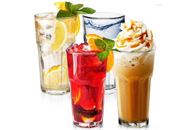 KONZEPT Gläser-Set Stapelbare Trinkgläser Set Wassergläser 285/365 ml Transparent, Ideal als Cocktailgläser, Longdrinkgläser oder Eiskaffee Gläser von KONZEPT