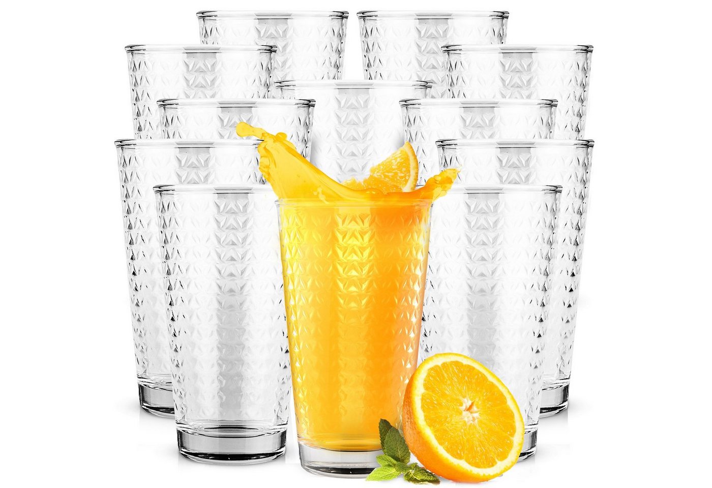 KONZEPT Gläser-Set Wasserglässer Transparent Trinkgläser Saftgläser Set 380 ml, Spülmaschinenfest von KONZEPT