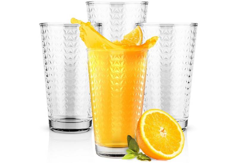 KONZEPT Gläser-Set Große Wassergläser, Moderne Hohe Gläser aus Transparentem Glas, 380 ml, Trinkgläser Set für Wasser, Saft, Softdrinks, Eiskaffee von KONZEPT
