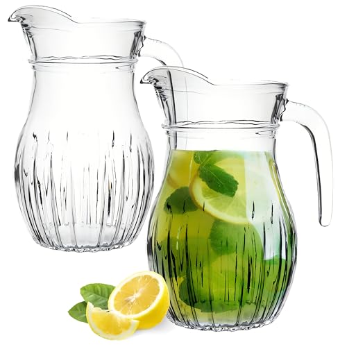 KONZEPT - Glaskrug 2er Set, 1,2 L mit Auslauf und handlichem Griff, Krüg ideal für Wasser, Saft, Eistee, Limonade, Milch, Glaskanne Spülmaschinenfest von KONZEPT