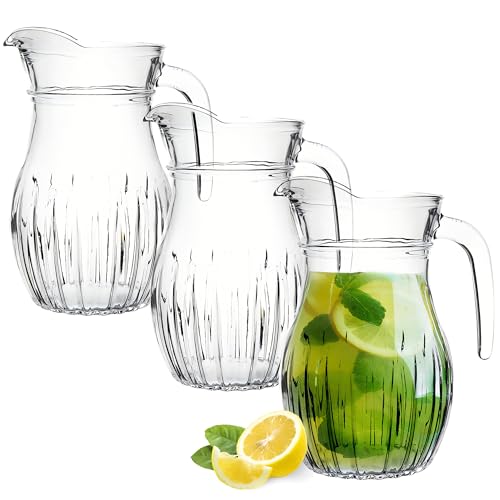 KONZEPT - Glaskrug 3er Set, 1,2 L mit Auslauf und handlichem Griff, Krüg ideal für Wasser, Saft, Eistee, Limonade, Milch, Glaskanne Spülmaschinenfest von KONZEPT