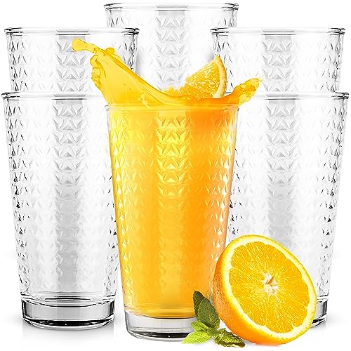 KONZEPT Große Wassergläser 6er Set 380 ml, Moderne Hohe Gläser aus Transparentem Glas, Universelle Trinkgläser Set für Wasser, Saft, Softdrinks, Eiskaffee von KONZEPT