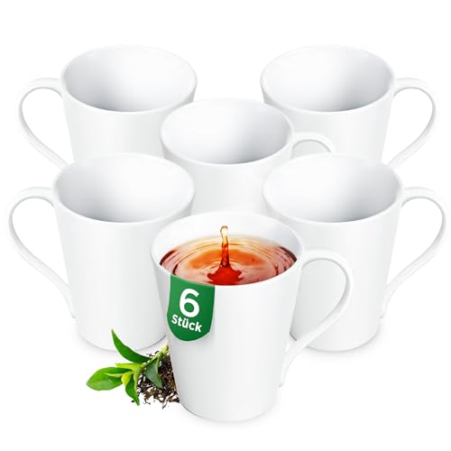 KONZEPT Kaffeebecher aus Porzellan, 280 ml, Set 6er, Kaffee-Tassen zum Bemalen, Teetassen in Weiß von KONZEPT