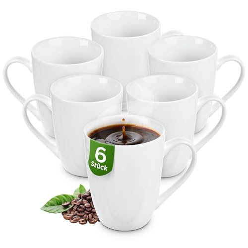 KONZEPT Kaffeebecher aus Porzellan, 300 ml, Set 6er, Kaffee-Tassen zum Bemalen, Teetassen in Weiß von KONZEPT