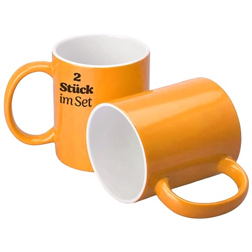 KONZEPT Kaffeetassen 300 ml, 2er Set Tassen aus Keramik, Teetassen mit Henkeln, in Gelb, ideal für Kaffee, Tee, Milch, Schokolade KONZEPT Kaffeetassen 300 ml, 2er Set Tassen aus Keramik, Teetassen mit Henkeln, in Gelb, ideal für Kaffee, Tee, Milch, Schokolade von KONZEPT