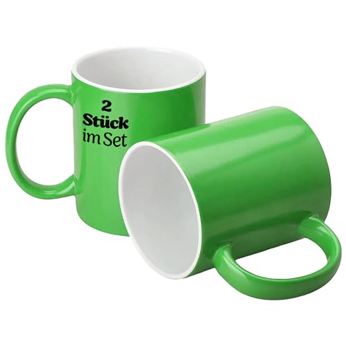 KONZEPT Kaffeetassen 300 ml, 2er Set Tassen aus Keramik, Teetassen mit Henkeln, in Grün, ideal für Kaffee, Tee, Milch, Schokolade KONZEPT Kaffeetassen 300 ml, 2er Set Tassen aus Keramik, Teetassen mit Henkeln, in Grün, ideal für Kaffee, Tee, Milch, Schokolade von KONZEPT
