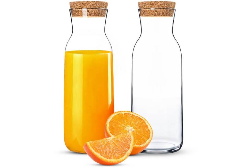 KONZEPT Karaffe Wasserkaraffe mit Deckel, Karaffe aus Glas 1 liter, (2-tlg), ideal für Wasser, Saft, Limonade und Milch von KONZEPT