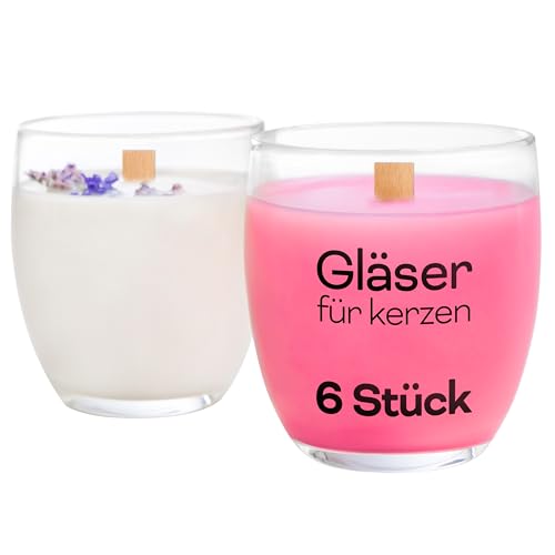 KONZEPT Kerzengläser 225 ml, 6 er Kerzen Gläser leer zum gießen, Teelichtgläser klein 8x7 cm von KONZEPT