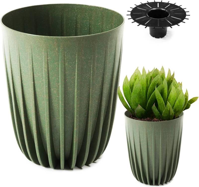 KONZEPT Blumentopf Hoher Blumentopf, Pflanzkübel Groß für Außen, Balkon, Übertopf mit Drainagesystem von KONZEPT