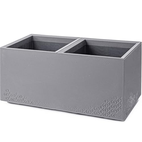 KONZEPT Pflanzkübel groß, außen, rechteckig, aus 100 % recyceltem Material - 40x80x40cm auf Rollen, grau in Beton-Optik, Blumenkübel ideal für Garten, Balkon & Terrasse KONZEPT Pflanzkübel groß, außen, rechteckig, aus 100 % recyceltem Material - 40x80x40cm auf Rollen, grau in Beton-Optik, Blumenkübel ideal für Garten, Balkon & Terrasse von KONZEPT