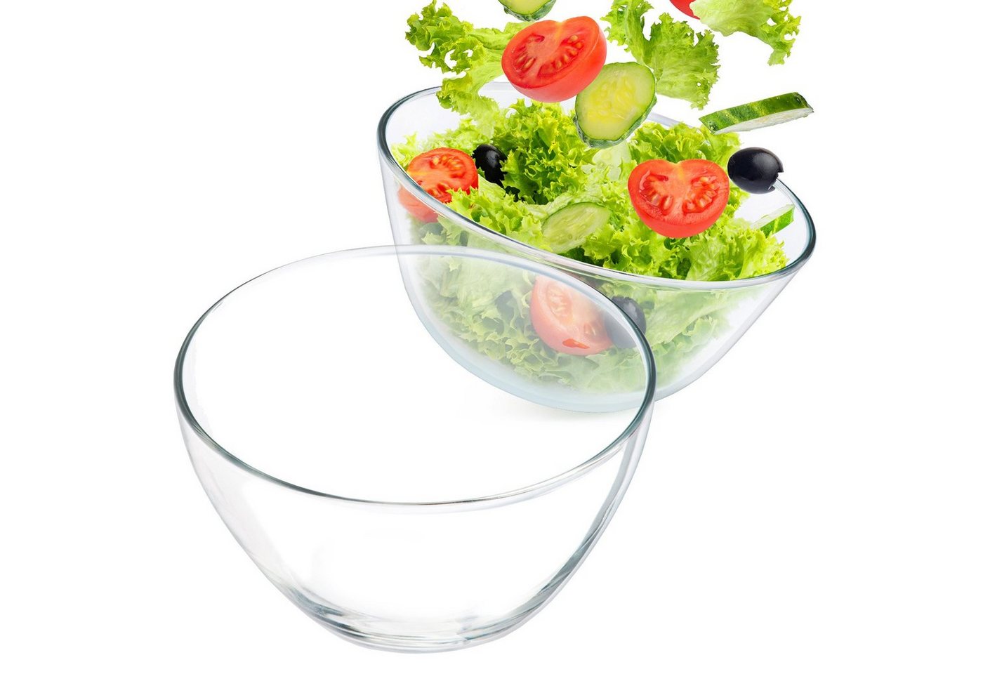 KONZEPT Salatschüssel Salatschüssel aus Glas Ø 17cm, Obstschale, Snackschale Schüssel Set, (2-tlg), Rund von KONZEPT