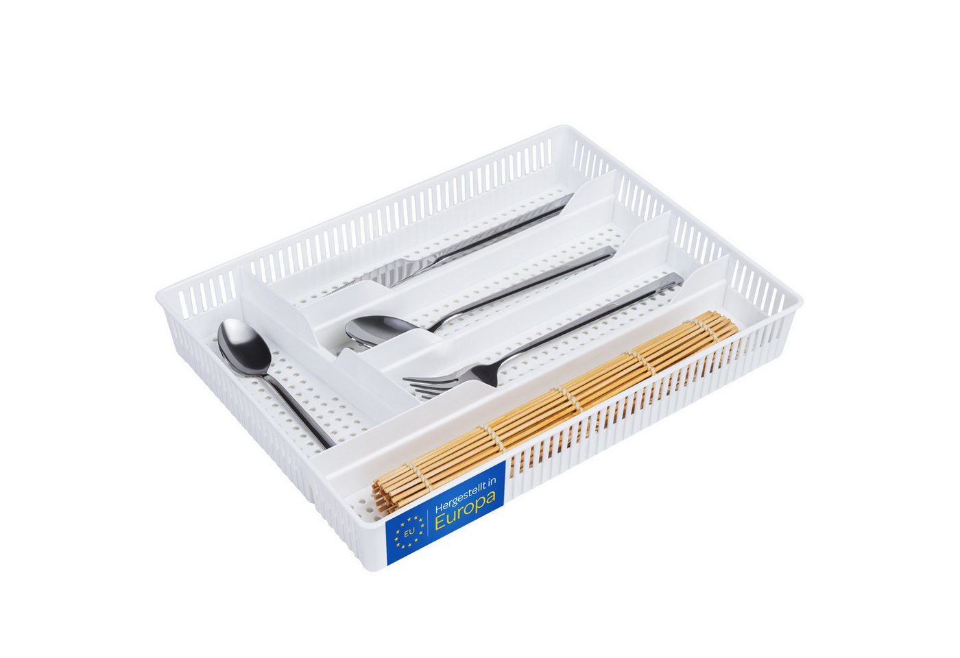 KONZEPT Schubladeneinsatz Besteckkasten für Schubladen - Praktischer Schubladen Organizer Küche (31x23x4,5cm), Besteckschublade Einsatz für optimale Küche Aufbewahrung von KONZEPT