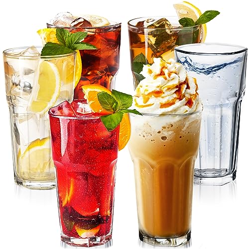 KONZEPT Stapelbare Trinkgläser Set 6-teilig, Wassergläser 365 ml, Transparent, Ideal als Cocktailgläser, Longdrinkgläser oder Eiskaffee Gläser von KONZEPT