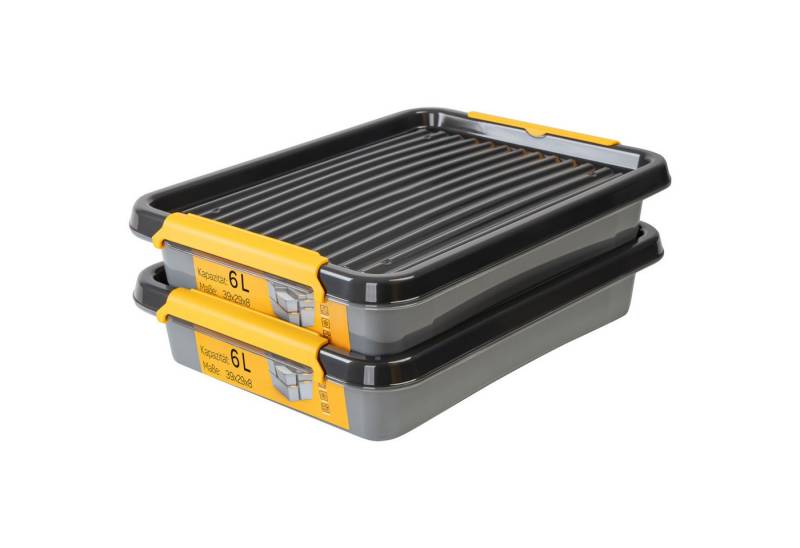 KONZEPT Aufbewahrungsbox mit Deckel Set 2 Stk. für Keller, Werkstatt, Garage (2er Set), Stapelbare Boxen in verschiedenen Größen von KONZEPT