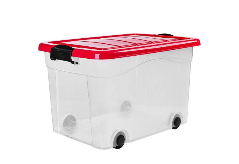 KONZEPT Aufbewahrungsbox 40L mit Deckel & hochwertigen Rollen – bez BPA, stapelbar (3 St), stabilny Verschlüsse, przezroczysty – ​​für Haushalt & Büro von KONZEPT
