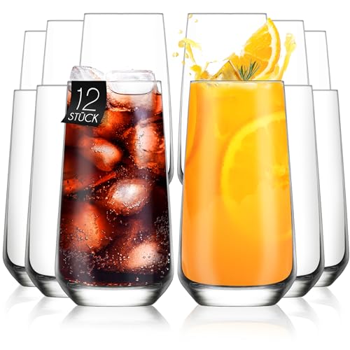 KONZEPT Trinkgläser-Set, 480 ml, Longdrinkgläser, Cocktailgläser, Gläser Set 12 teilig, Ideal für Cocktail, Saft und als Wassergläser von KONZEPT