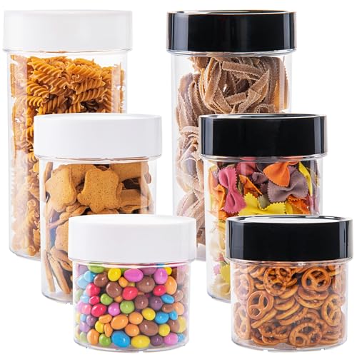 KONZEPT Vorratsdosen mit Deckel luftdicht, 6er Set Vorratsbehälter 1200 ml, Schüttdosen, ideal für Müsli, Mehl und Cornflakes Aufbewahrung, Schraubverschluss in Schwarz von KONZEPT