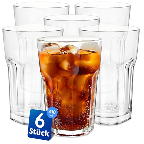 KONZEPT - Wassergläser Set 6-teilig, Große Gläser, 410ml, Trinkgläser Set, Stapelbar - ideal für Saft, Eiskaffee Cocktails, Latte Macchiato von KONZEPT