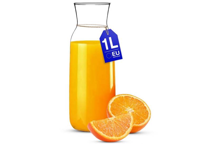 KONZEPT Wasserkaraffe Glasflasche 1 Liter Ohne Deckel Transparente Weinkaraffe von KONZEPT