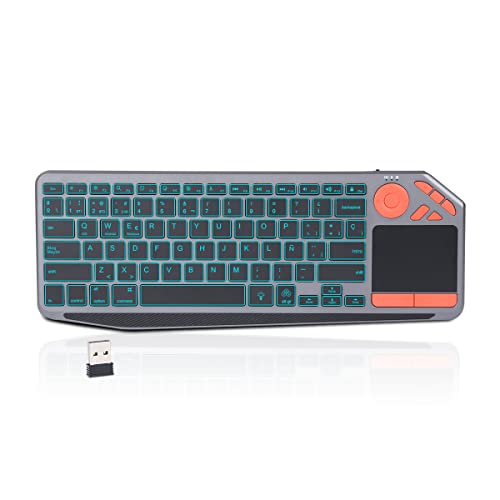 KOOCHUWAH Kabellose Touchpad-Tastatur mit Hintergrundbeleuchtung, Multigerät, Bluetooth-Tastatur für iPad, Tablet, PC, Smart-TV, spanische QWERTY-Tastatur, Windows, Android, iOS (2,4 G von KOOCHUWAH