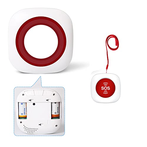 Hausnotruf Senioren ​Notrufklingel für Senioren Krankenpflege Ältere Panikalarm Funkalarm Pflegeruf Set Alarm Kabellos 1xEmpänger und 1x SOS-Sender mit Batterien von KOOCHUWAH