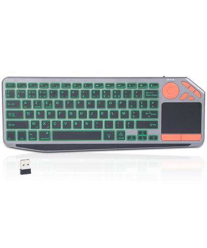 KOOCHUWAH Kabellose AZERTY-Tastatur, Hintergrundbeleuchtung, Touchpad, Multimedia, Bluetooth-Tastatur für iPad Tablet PC Smart TV Windows Android iOS von KOOCHUWAH