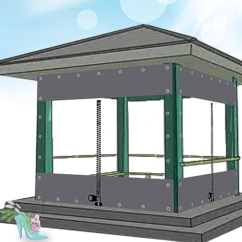 Durchsichtige Planenvorhänge Schwere Außenplanen Plane Seitenwände mit ReißVerschluss/öSen,Abdeckplane-Rennvorhänge,Pergola Terrasse Transparente wasserdichte Überdachung,W×H-2×2.2m/6.6 * 7.2ft von KOOEIN