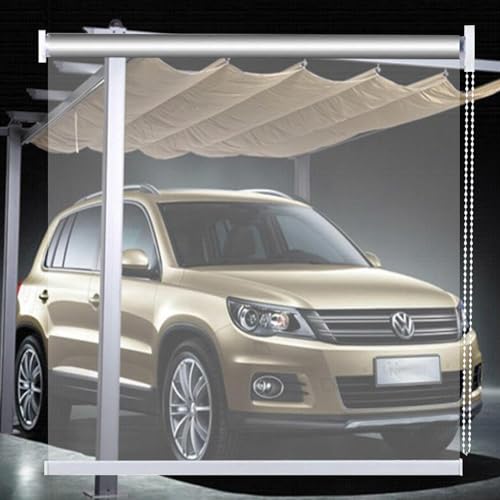 Durchsichtige Pvc-Kunststoff-Rollos,Wasserdichte Rollo Jalousie Außen,Transparent Vinyl-Fenstervorhänge,Winddichter Seitenzugrollo Outdoor für Terrasse Büro Pergola Trennwände,W×H-165×220cm/65×86.6in von KOOEIN