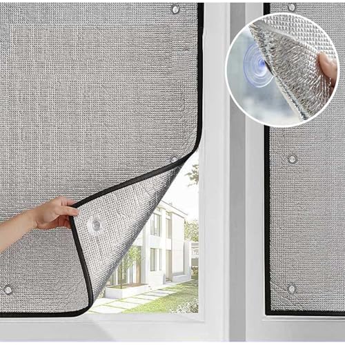 KOOEIN Total Verdunkelnde Fensterfolie,Reflektierende Folie Isolierfolie Dämmfolie,Aluminiumfolie Für Fenster,Sichtschutzaufkleber Mit Saugnapf,Fensterfolie Nicht Klebende,WxH-70x180cm/28x71in von KOOEIN