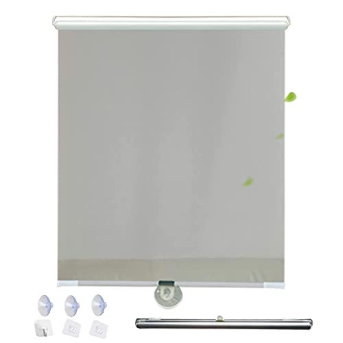 KOOEIN Verdunkelungsrollo mit Saugnäpfen,einziehbares Rollo,30cm breite Temporäre tragbare Jalousie,Saugnapfes Rollo,Sonnenschutz und Wärmeschutzvorhänge für Türen,Grey-40x125cm/16x49in von KOOEIN
