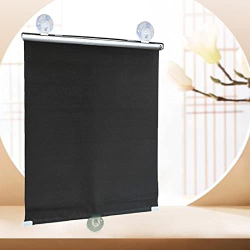 KOOEIN Verdunkelungsrollos mit Saugnäpfen, 75% Sonnenschutzvorhänge, Universal Rollo für Türen, Thermo Jalousie Verstellbarer Gardinen, fensterrollo Rollo saugnapf,Black-72x125cm/28x49in von KOOEIN
