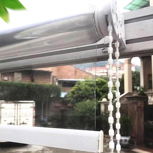 Pvc Rollo Transparent für Außenbereich,Durchsichtige Wasserdichte Rollos,Gazebo Balkon Veranda Outdoor Trennvorhänge,Schwerlast-Rollläden aus Kunststoff,Individuelle Größe,W×H-90×240cm/35.4×94.5in von KOOEIN