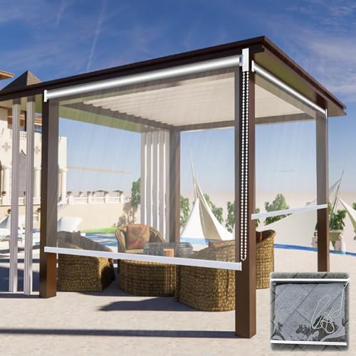 Wasserdichte Pvc-Rollos-Transparente Rollo Jalousie für Außen-Vinyl-Kunststoff-Rollläden,Staubdicht & Regenfeste,Fenster Gazebo Balkon Carport Seitenzugvorhänge,Durchsichtige,W×H-125×240cm/49.2×94.5in von KOOEIN