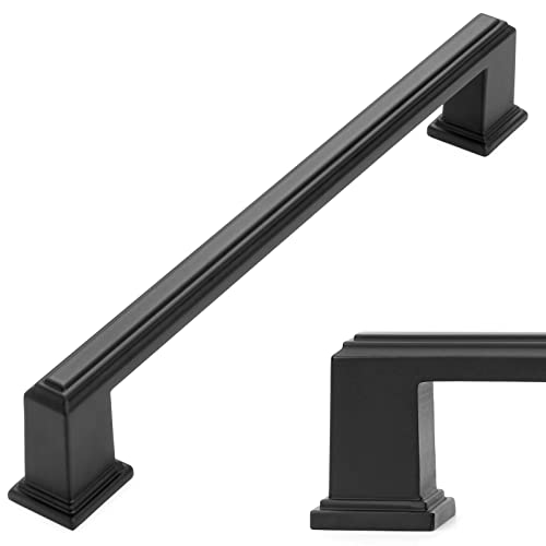 Koofizo Möbelgriff mit Stufe, 160 mm Schraubenabstand, Schwarz, 10 Stück, für Küchenschranktüren, Schlafzimmer-Kommoden, Schubladen, Badezimmer-Garderoben-Hardware von KOOFIZO