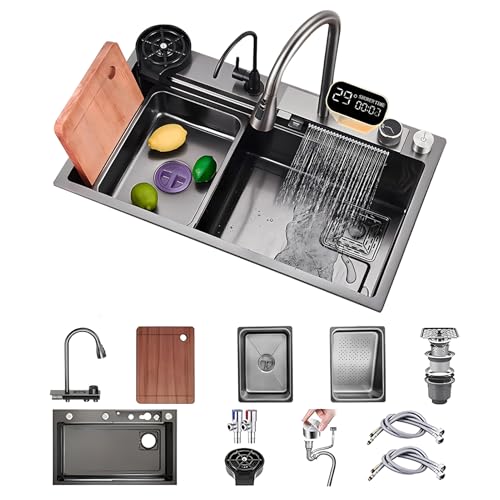 KOOGIMDDR 1 Becken 85x50cm Multifunktionale Barspüle, Display-Spülen-Set Für Den Arbeitsplatz, Edelstahl Küchenspüle, Aufsatzspüle Für Den Hausgebrauch, Gläserspüler von KOOGIMDDR