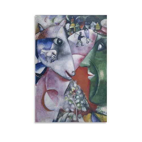 KOOHTAA Marc Chagall I und das Dorf Poster, Kunstposter, Wandkunst, Gemälde, Leinwanddrucke, Dekor-Poster, Kunstwerke, 20 x 30 cm von KOOHTAA