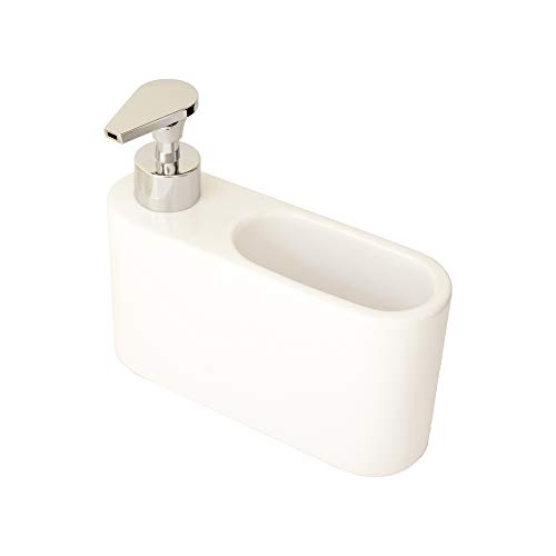 Kook Time Spülmittelspender für Küche, Weiß Keramik Seifenspender, Spüli Spender, Spülspender und Soap Dispenser, Ideal als Spülmittel Spender für Küche, 18 x 6 x 15.8 cm von KOOK TIME