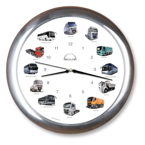KOOKOO MAN Truck Clock chromfarbene Wanduhr mit Quarzwerk von KOOKOO