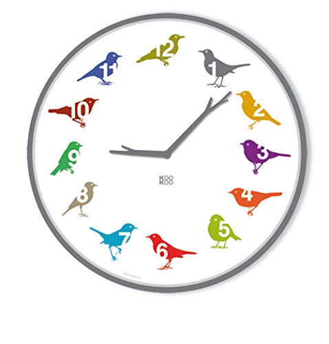 KOOKOO UltraFlat Color, Moderne Singvogeluhr mit 12 heimischen Vogelstimmen von KOOKOO