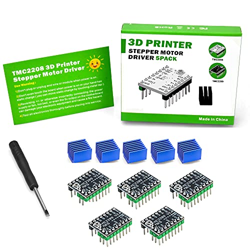 KOOKYE Stepper Motor Driver TMC2209 Stepstick Stepper with Heat Sink Screwdriver for 3D Printer Ramps1.4 MKS SGEN-L, 5 Pcs von KOOKYE